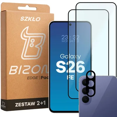 Produktbild von Gehärtetes Glas - 2 Stück + Kameraschutz für Galaxy S26 FE, Bizon Glass Edge Pack,