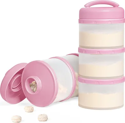 Produktbild von Babymilchpulver Dose rosa Stapelbar Set