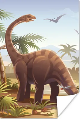Produktbild von MuchoWow® Poster Dinosaurier - Landschaft - Tropisch - Kinder - Jungen 80x120 cm - Papierdruck