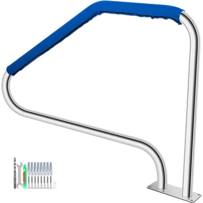 Obrázek produktu pro SucceBuy Nerezové madlo k bazénu 125,5 x 86,4 cm, madlo s nosností 170 kg, tloušťka trubky 1,8 mm, pomůcka pro vstup do bazénu se čtyřmi ohyby – vhodné pro bazény, lázně a aquaparky