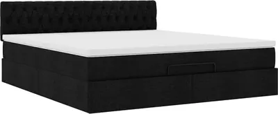 Produktbild von Ottoman-Bett mit Matratze Schwarz 180x200 cm Stoff