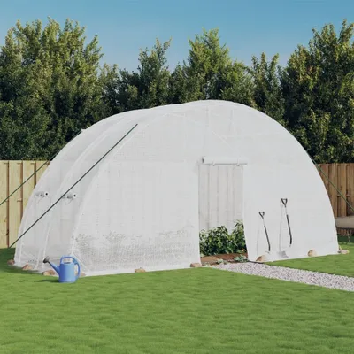 Produktbild von The Living Store Gewächshaus mit Stahlrahmen Weiß 12 m² 6x2x2,85 m