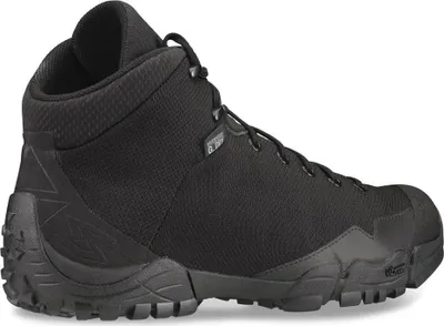 A black hiking boot shown from the side.