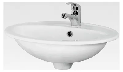 Produktbild von Waschbecken aus Keramik, oval, 53,5 x 41 cm, weiß, mit 1 Hahnloch