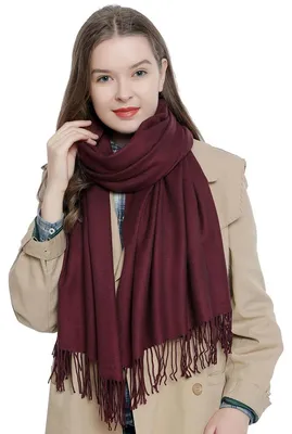 Produktbild von Damen Schal einfarbig weich 185 x 65 cm bordeauxrot