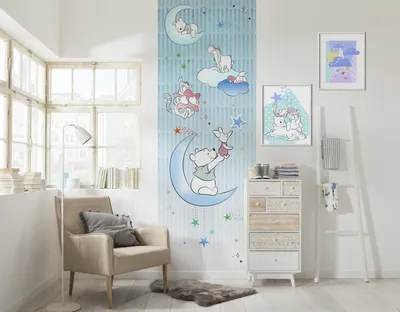 Produktbild von Komar Vlies Fototapete "Winnie Pooh Piglet and Stars" - Größe: 100 x 280 cm (Breite x Höhe), 2 Bahnen