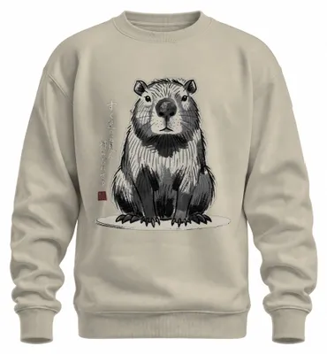 Obrázek produktu pro Capybara, japonský styl, sumi-e, Japonsko, Y2K, velké zvíře, Východ, mikina, svetr, příroda, velikost XXL