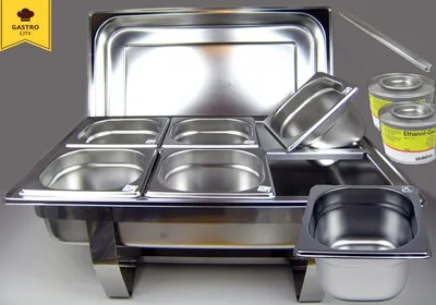 Produktbild von Chafing Dish Speisenwärmer Warmhaltebehälter Edelstahl 100mm SET 13 tlg.
