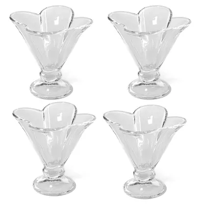 Immagine prodotto di Intirilife set di 4 coppe per gelato in vetro - 12,2 x 11,2 cm - 4 x 150 ml - Bicchieri per gelato Vaschette per gelato Bicchieri da dessert con supporto