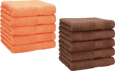 Produktbild von Betz 10 Stück Seiftücher 30x30 cm PREMIUM 100% Baumwolle  Farbe: orange und nussbraun