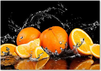 Produktbild von Tulup® Glas-Bild - 100 x 70 - Wandbild aus Glas - Wandkunst - Wandbild hinter gehärtetem Sicherheitsglas - Essen & Getränke - Orangen Wasser - Orange