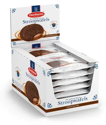 Produktbild von Daelmans Jumbo Schokoladen Stroopwafels 12 x 2 Stück, 9 cm Durchmesser, 600 g