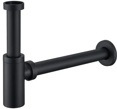 Siphon für Waschbecken, 1 1/4", schwarz matt, Edelstahl