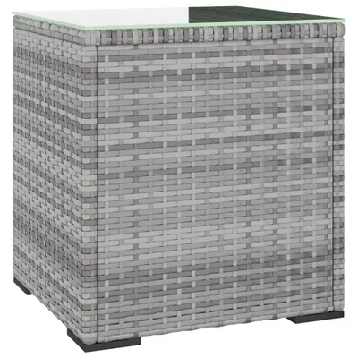 Obrázek produktu pro Odkládací stolek šedý 40 x 37 x 40,5 polyratan a tvrzené sklo