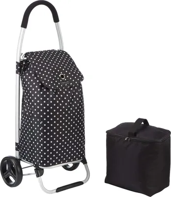 Produktbild von Einkaufswagen auf Rollen faltbar - schwarze Punkte - 45 x 33 x 100 cm Faltbarer Einkaufswagen