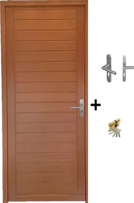 Image de Porte d'entree Bois Pleine, Laura (Lucie 1), H215 x L90 p, Gauche + Poignee Et Barillet (ref : 010723NO)
