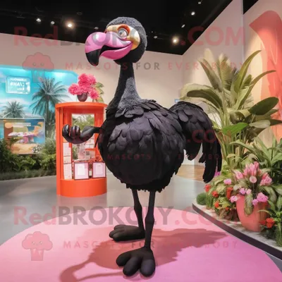 Produktbild von Schwarzer REDBROKOLY Flamingo Maskottchen Kostüm mit Strampler und Broschen