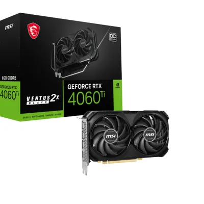 Immagine prodotto di MSI GeForce RTX 4060 Ti VENTUS 2X BLACK 8G OC - Grafica - GeForce RTX 4060 Ti - 8GB GDDR6 - PCIe 4.0 x8 - 3 x Disp