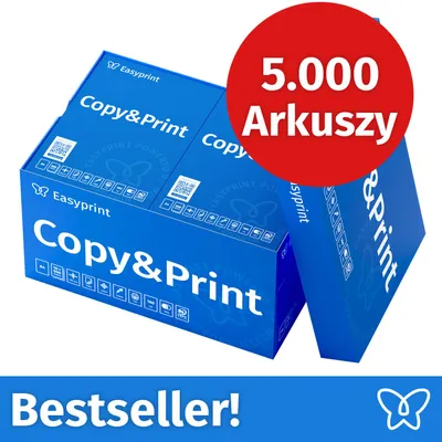 Zdjęcie produktu dla NOWOŚĆ: Easyprint Papier do drukarek i kopiarek, 5000 arkuszy, 10 x 500, A4, Premium, ekstra biały, CIE 160, Zwycięzca testów, Certyfikat PEFC