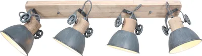 Immagine prodotto di Mexlite - faretto - Gearwood - grigio - metallo legno di gomma - faretto a superficie - E27 - 2729GR