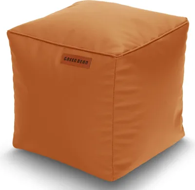 Produktbild von Green Bean® Sitzhocker aus Kunstleder - Pouf mit EPS Perlen Füllung - 40 x 40 cm - perfekte Ergänzung zum Sitzsack - Sitzwürfel Sitzkissen Hocker Fußhocker - Cognac