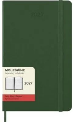Produktbild von Moleskine Tageskalender für 12 Monate, 2027, Format Large/A5, ein Tag pro Seite, Hardcover, Myrtegrün