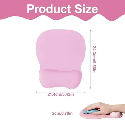 Produktbild von Ergonomische Mauspad mit Handgelenkauflage – mit Memory-Schaum, Farbe rosa – rutschfeste Unterseite – zur Linderung von Handgelenkschmerzen