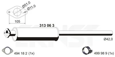 Obrázek produktu pro ERNST přední tlumič hluku Článek: 313063