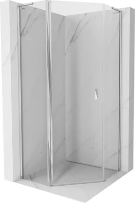 Image de Cabine de douche pentagonale pivotante Mexen Mist L 80 x 80 cm, transparent, chrome - 8A8L-080-080-01-00