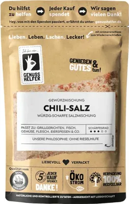 Produktbild von Chili Salz, gemahlen, leckeres Meersalz mit Chili, leicht scharf zum Kochen für Marinaden, 100g