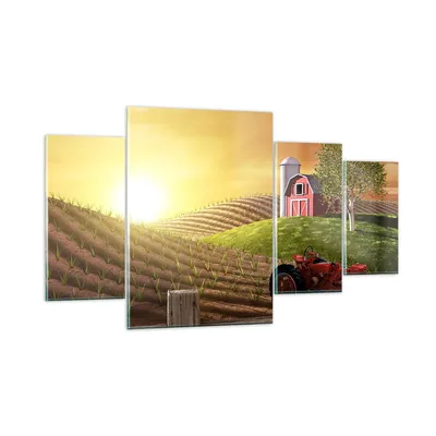 Produktbild von Bilder auf glas - Morgen Bauernhof Feld Plantage - 160x90cm - Glasbilder - Wandbilder - Kunstdruck - zum Aufhängen bereit - Wanddekoration aus Glas - Glas Bilder - Wandbild auf Glas - GDL160x90-2639