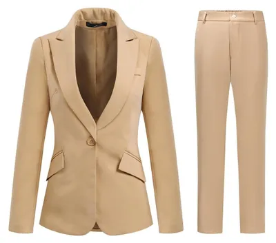 Productafbeelding van Solidchoice - Dames 2-delig Pak met Blazer en Broek, Abrikoos, XS