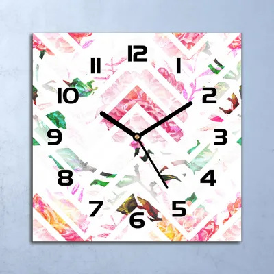 Produktbild von Wanduhr Echt-Glas-Küchenuhr Florale Abstraktion Quarz 30x30 Deko Bilder