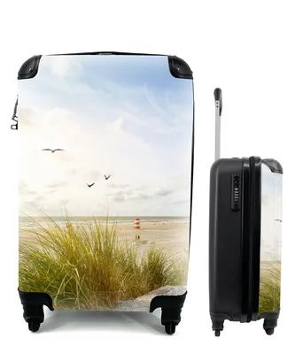 Produktbild von MuchoWow® Koffer Handgepäck Trolley Rollkoffer Kleine Reisekoffer mit 4 Rollen - Strand - Meer - Vögel - Cabin Size < 55x40x23 cm & 55x40x20 cm - Fotokoffer - Kabinenkoffer - Boardgepäck - Reise-Box - Reisekoffer - Reisegepäck - Koffer mit Bild - Trolley für Kinder