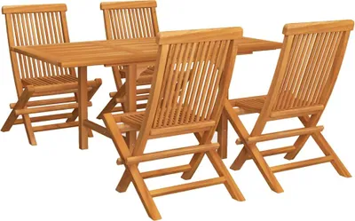 Produktbild von vidaXL 5-tlg. Garten-Essgruppe Massivholz Teak