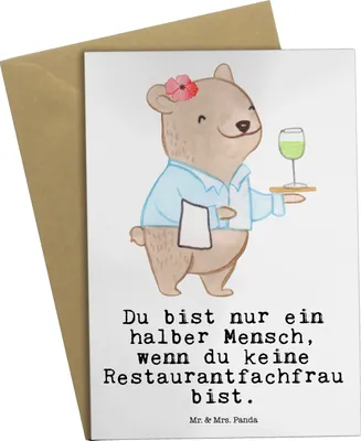 Produktbild von Mr. & Mrs. Panda babykarte Restaurantfachfrau Herz - Weiß - Geschenk, weihnachtskarten, hochzeitskarten, Grußkarten, einladungskarten, Grußkarte