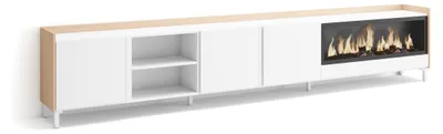 Produktbild von TV-Möbel Holzeffekt weiß und eiche 315x35x61cm Kamin mit Feuereffekt