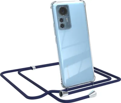 Produktbild von EAZY CASE Handykette kompatibel mit Xiaomi 12 Pro, Handyhülle mit Umhängeband, Handykordel, Schutzhülle Clear, Band in Blau