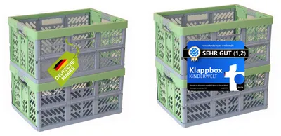 Produktbild von KiNDERWELT 4 x Stabile Profi-Klappboxen grün mit Soft-Touch Griffen