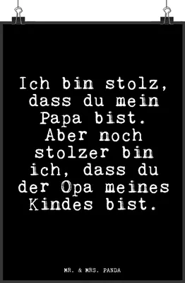 Produktbild von Mr. & Mrs. Panda Bild Ich bin stolz, dass... DIN A4 - Schwarz - Geschenk, Papa, wanddeko, drucke, Sprüche, Wandbild, Kunstdruck, schöner Spruch, Opa, Geburt, stolz