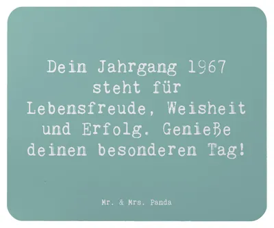 Produktbild von Mr. & Mrs. Panda Mauspad Spruch 1967 Geburtstag - Meeresbrise - Geschenk, Jahrgang, Geburtstagsgeschenk, Jubiläum, Happy Birthday, Alter, Mousepad, computer, laptop