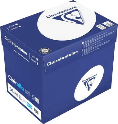 Produktbild von Clairefontaine 1910C - Karton mit 10 Ries Druckerpapier / Kopierpapier Clairalfa, extraweiß, DIN A5, 80g, 500 Blatt x 10, Weiß, 1 Karton