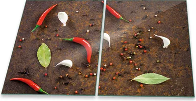 Produktbild von Herdabdeckplatten Glaskeramik Spritzschutz Glas Universal 2-Teilig 2x40x52 Paprika Rot