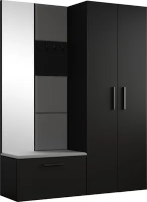 Produktbild von Masseno Garderobe-Set MODULO 160,6/204/40 cm Modern Garderobenschrank Schwarz