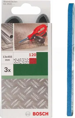 Produktbild von Bosch 3 Schleifbänder für B+D Powerfile KA 293E 13 x 451 mm, K 120, Metall