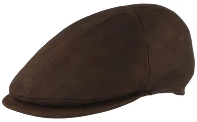 Balke Duck-Cap 6-teilige Flatcap aus echtem Leder in braun