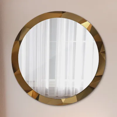 Produktbild von Ø100cm Modern Spiegel - Wandspiegel Wandmontage- Schlafzimmer - Gold Abstrakt
