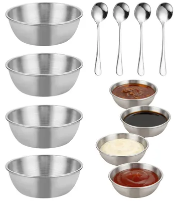 8 Mini-Edelstahlschälchen, rund, 8,2 cm, für Saucen & Dips