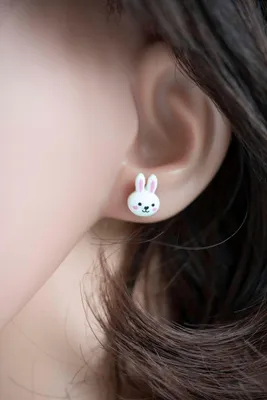 Produktbild von Hase Ohrstecker Miniblings Stecker Häschen Kaninchen Kind Manga Osterhase weiß