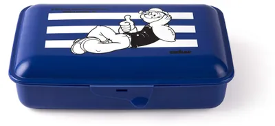 Lunchbox mit Besteck, Cartoon-Motiv, Blau, 22 x 13 cm